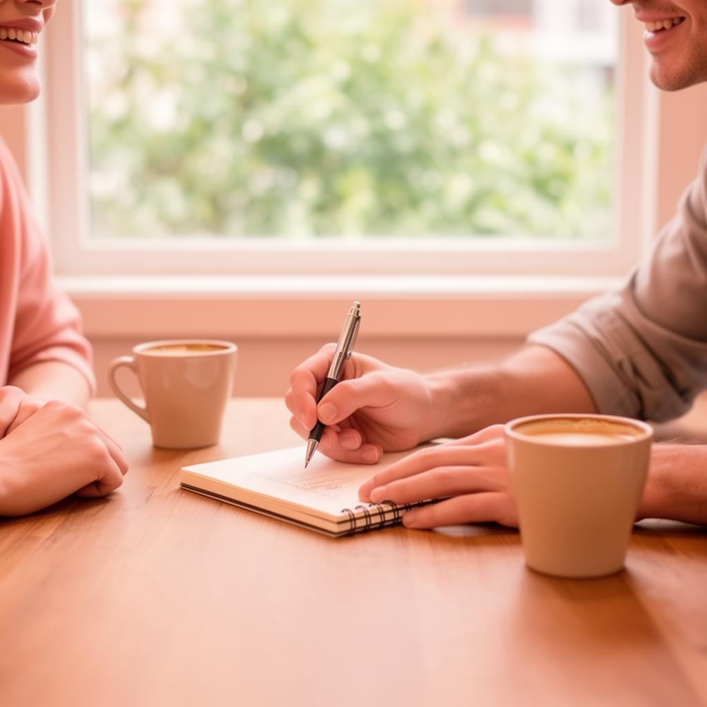A friendly consultation over coffee